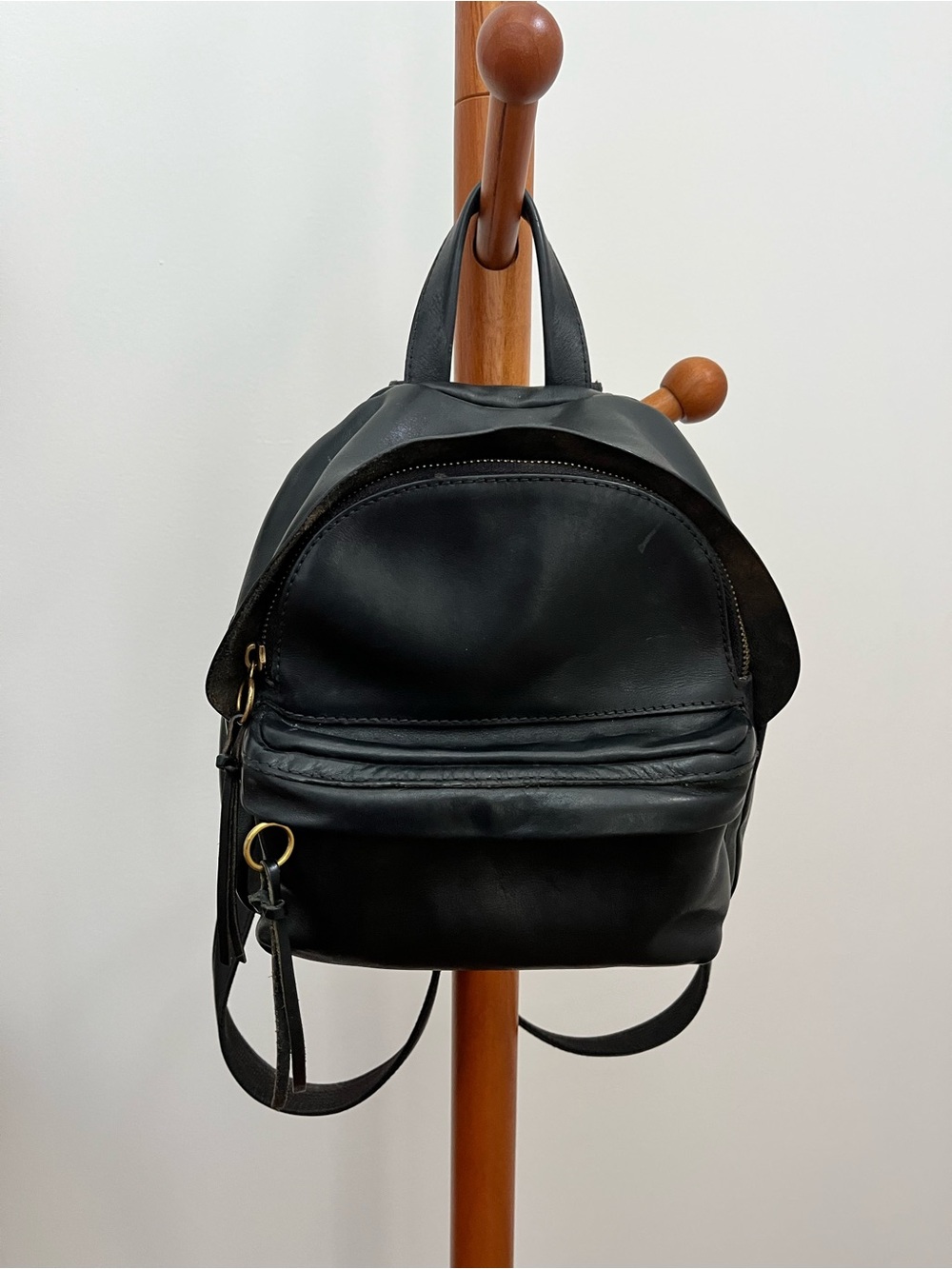Madewell Black Leather Mini Backpack Purse